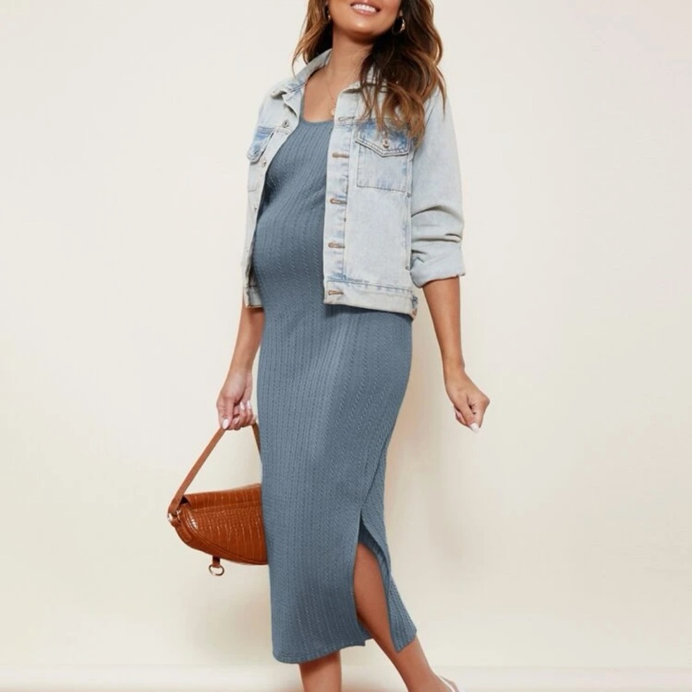 Maternity Split Side Cable Knit Dress